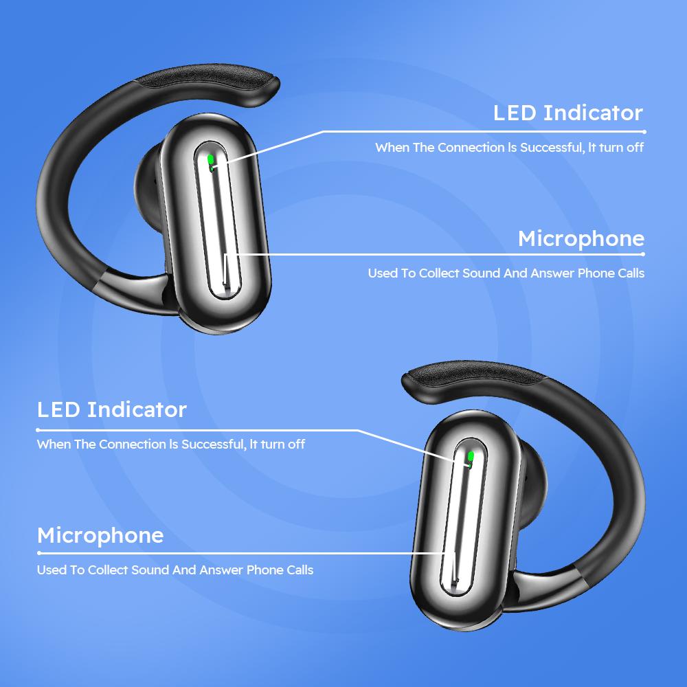 Bluetooth Earphone 20 Hours Play Time Swimming Waterproof Earbuds Dual Wear Style Sport Wireless Headset TWS Ipx7 Earbuds Stereo