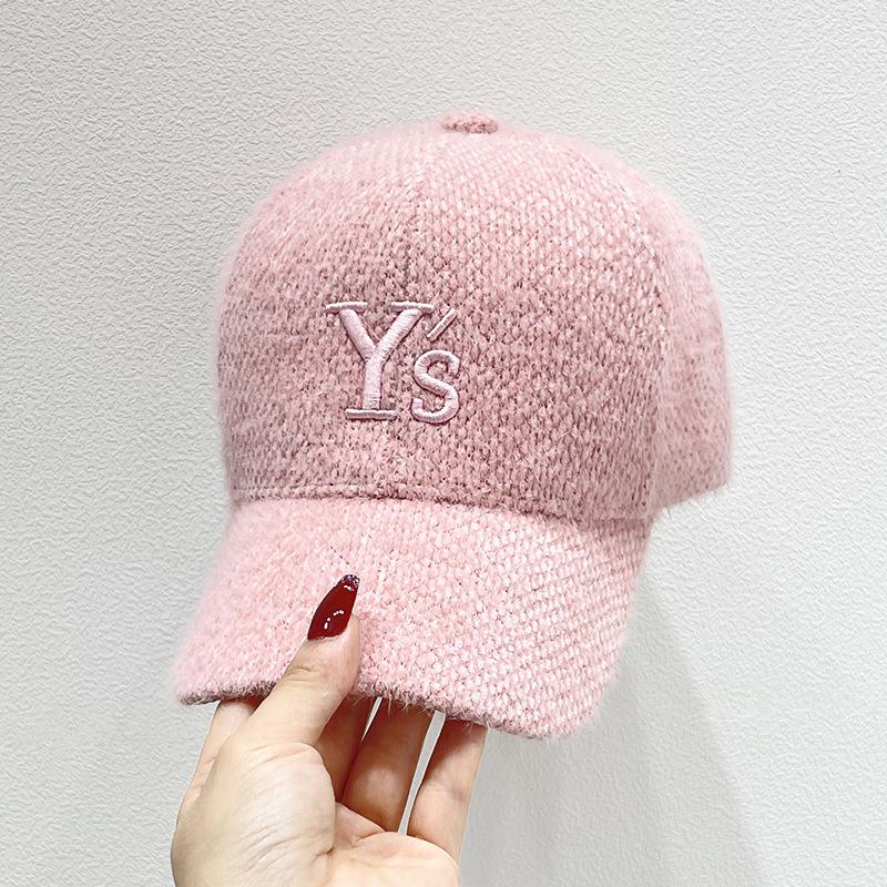 Casual and Versatile Lambswool Peaked Hat for Women, Winter Korean Fashion Trendy Embroidered Letter Baseball Cap