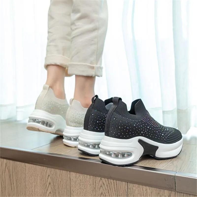 8CM Hidden Heels Platform Sneakers Women Breathable Air Mesh Wedge Sock Shoes Woman  Spring Casual Shoes  De Mujer
