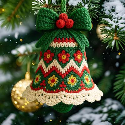 1/5 Pièces Ornement Cloche de Noël Fait Main DIY Tricoté Père Noël Cloche Crochet Décoration Festive Décor Saisonnier pour la Maison