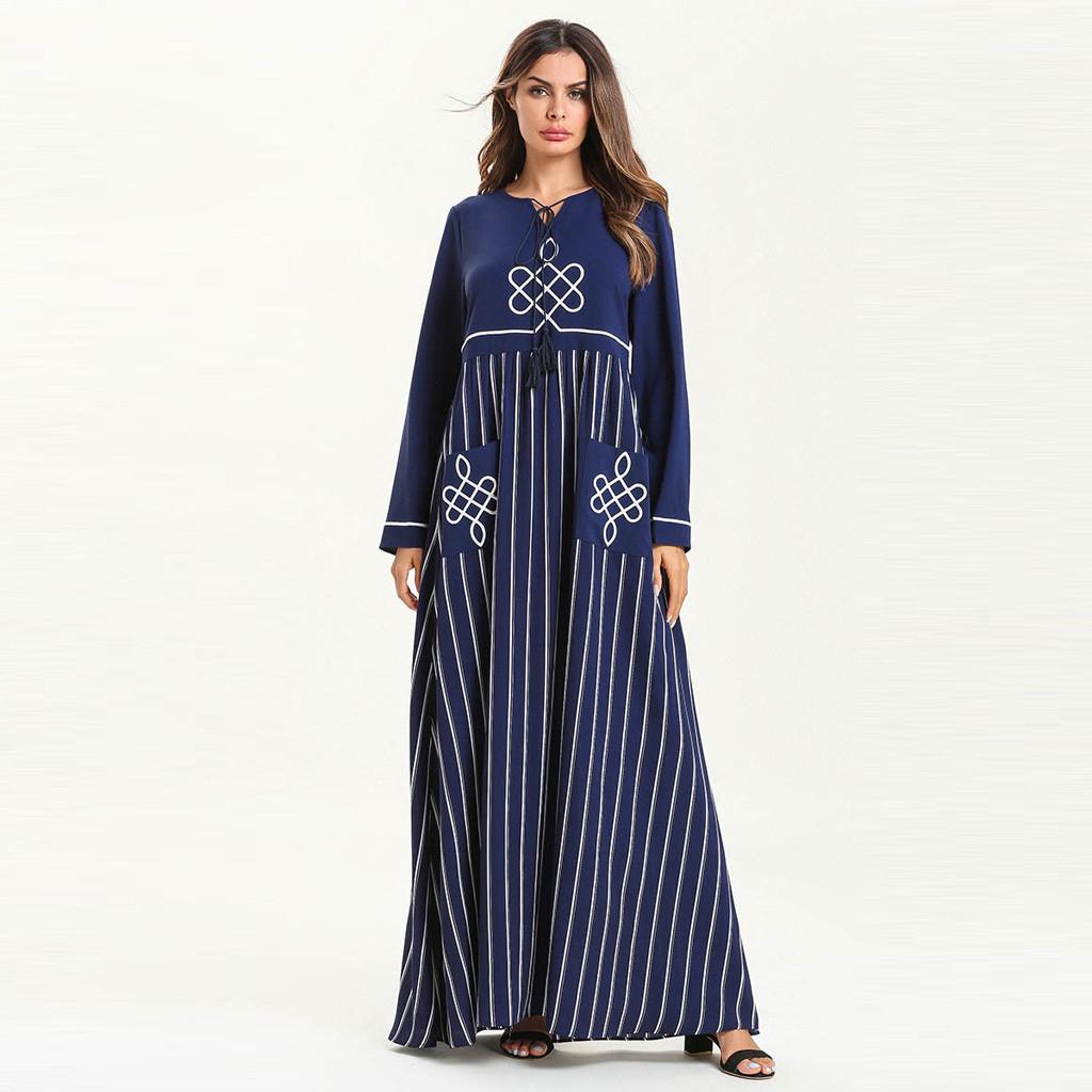 Women's  Robe Abaya Islamic Muslim Middle  Long Dress