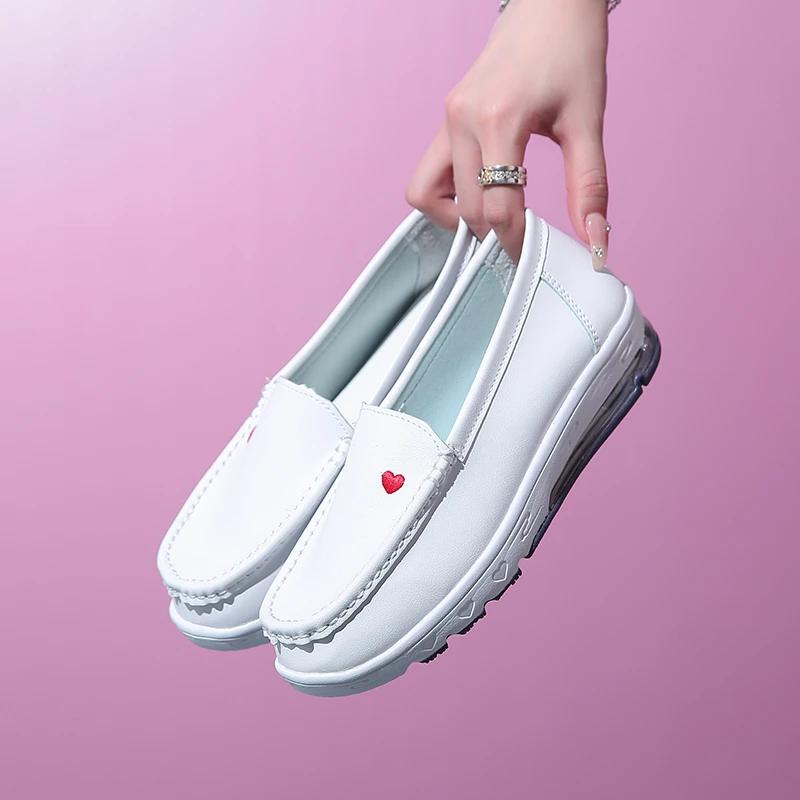 Fashion High Quality Women Loafers 2024 Autumn Comfortable and Versatile Nurse Work Shoes Light Breathable Women's Flat Shoes Zapatos