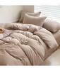Set Biancheria da Letto Solido in Cotone con Lenzuolo Copripiumino Federa per Cuscino Singolo Matrimoniale King Queen Matrimoniale Twin