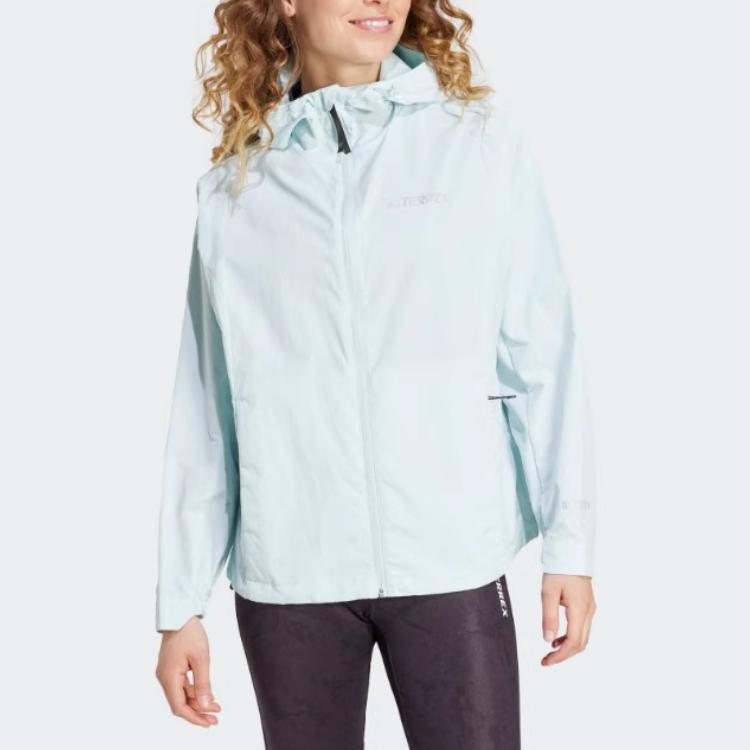 adidas Mt W Upf Jacket Solid Color Casual Versatile Zipper Hooded Long Sleeve Women Jacket Emerald JG8220