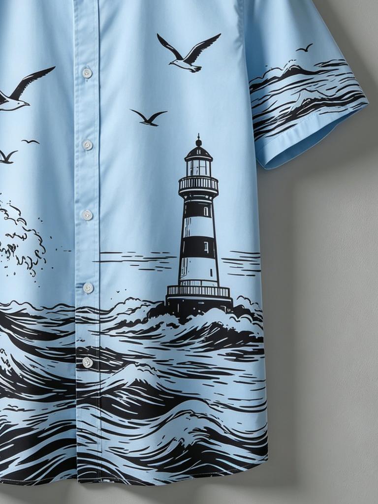 Digital Print - Men's Short Sleeve Shirt, Summer Short Sleeve Shirt for Men, Hawaiian Style, Digital Print, Youthful Beach Casual, Men's Top -
