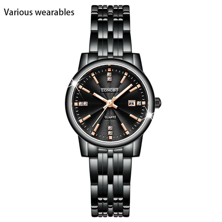 Lovers Watch Calendar Waterproof Steel Strap Watch for Men Women