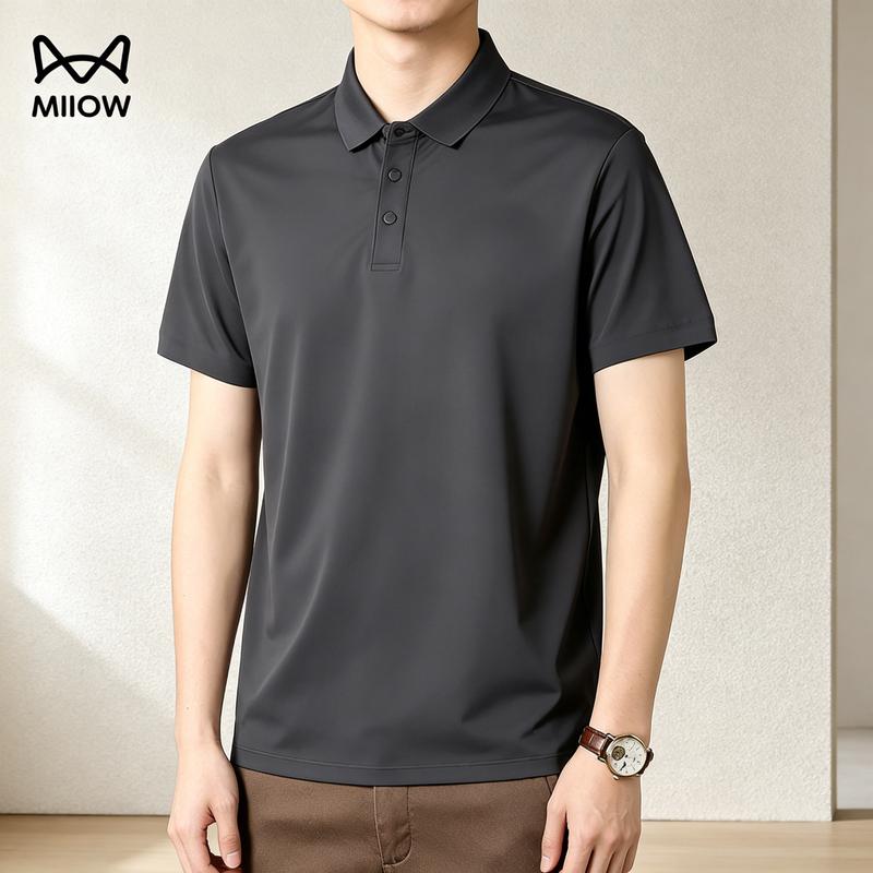 MIIOW Men's Ice Silk Quick-Dry Short Sleeve Polo Shirt