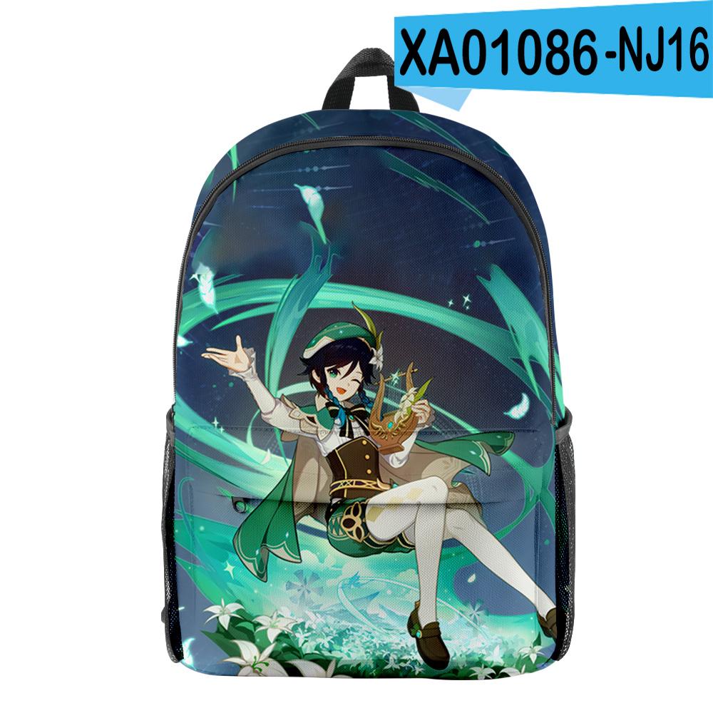 Fashion Youthful Genshin Impact Venti Student School Bags Notebook Backpacks 3D Printed Oxford Waterproof Boys/Girls Travel Bags