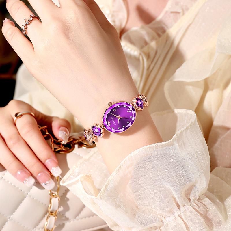 

Модные женские водонепроницаемые часы Светящиеся роскошные часы с отображением даты Универсальный браслет Женские часы фиолетовый