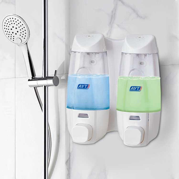 Bathroom Appliance ABS Plastic Double 300 ml *2 Wall Mounted Manual Lotion Hotel Soap Dispenser
