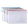 Deli 5 A4 File Folders with Mesh Zipper, Colorful Student Subject Classification Pouches, Morandi Color Series Mixed Colors 63483