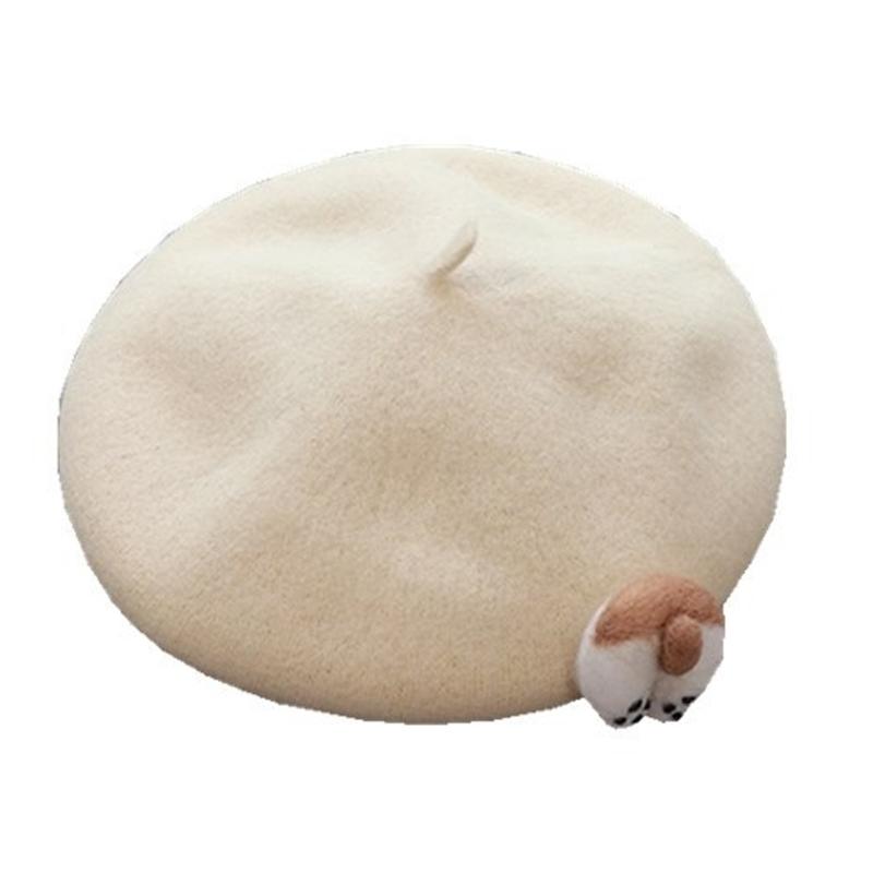 

Trendy Lovely Corgi Butt Painter Hat Lolita Beanie Hat Beret Hat Wild for Xmas 1 бежевий