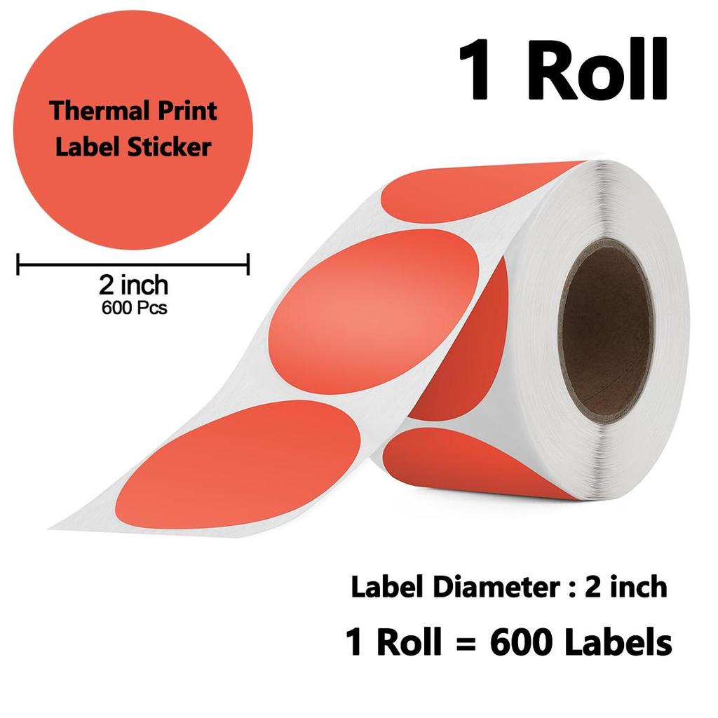 Термонаклейки круглі 2 дюйми, самоклейні, для прямого термодруку, багатоцільові наклейки для принтера для DIY дизайну логотипу, QR-коду, бейджа