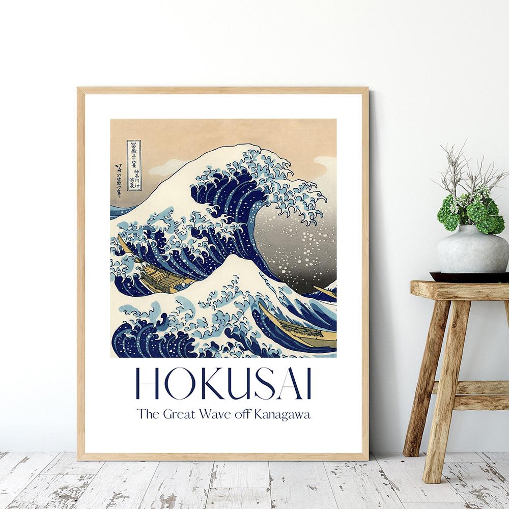 The Great Wave Surfing Poster Katsushika Hokusai Exhibition Canvas Painting Print Picture Vintage Wall Bedroom Home Decoration No Frame