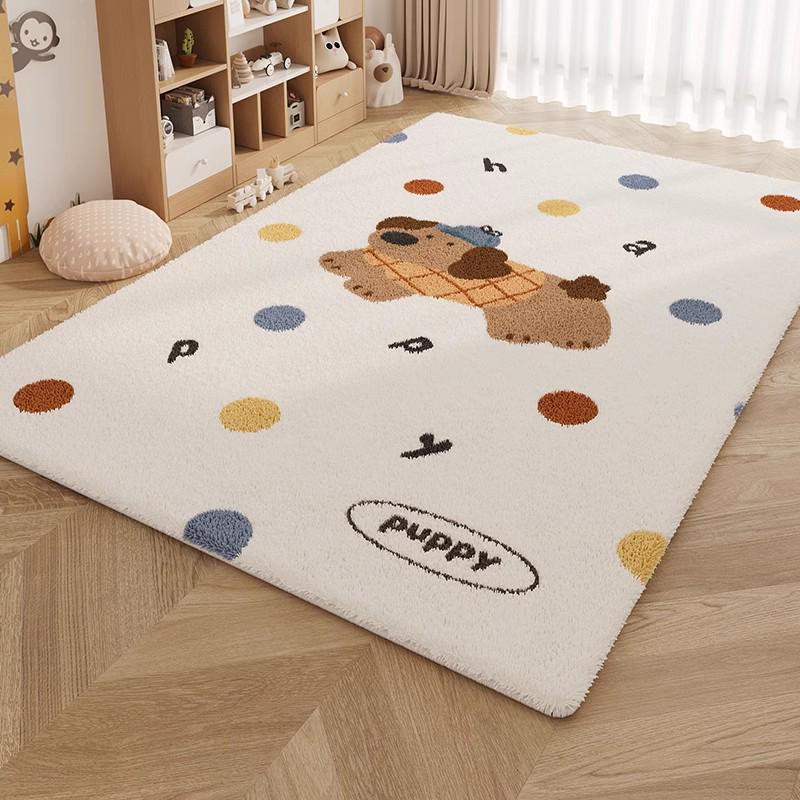 Cartoon Style Luxury Faux Cashmere Children's Floor Mat
