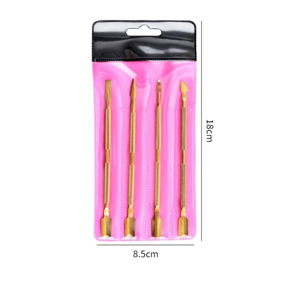 Stainless Steel Cuticle Pusher Double-Sided Double-Ended Dead Skin Remover Multicolor Beveled Steel Nail Art Tool Nail Care