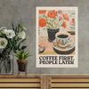 Retro Kaffee-Blumenprint: Wandkunst für Küche, Wohnzimmer, Schlafzimmer, Flur, Esszimmer