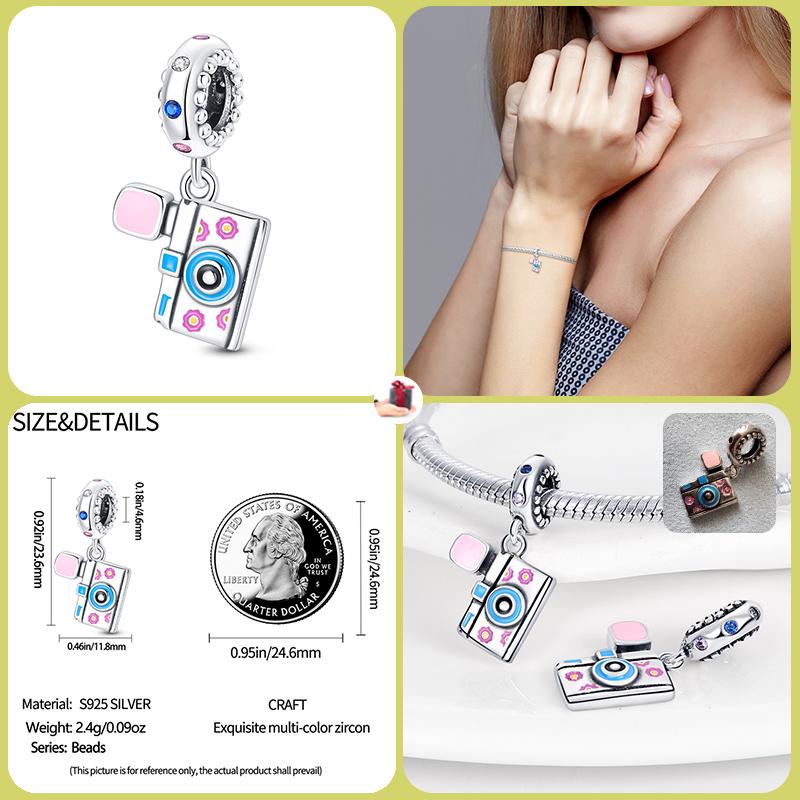 925 Silver Globe Airplane Charm Beads For DIY Bracelet Making Ladies Jewelry 3mm Original Design