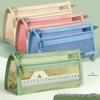Transparent Mesh Double-Layer Pencil Case for Students - Large Capacity