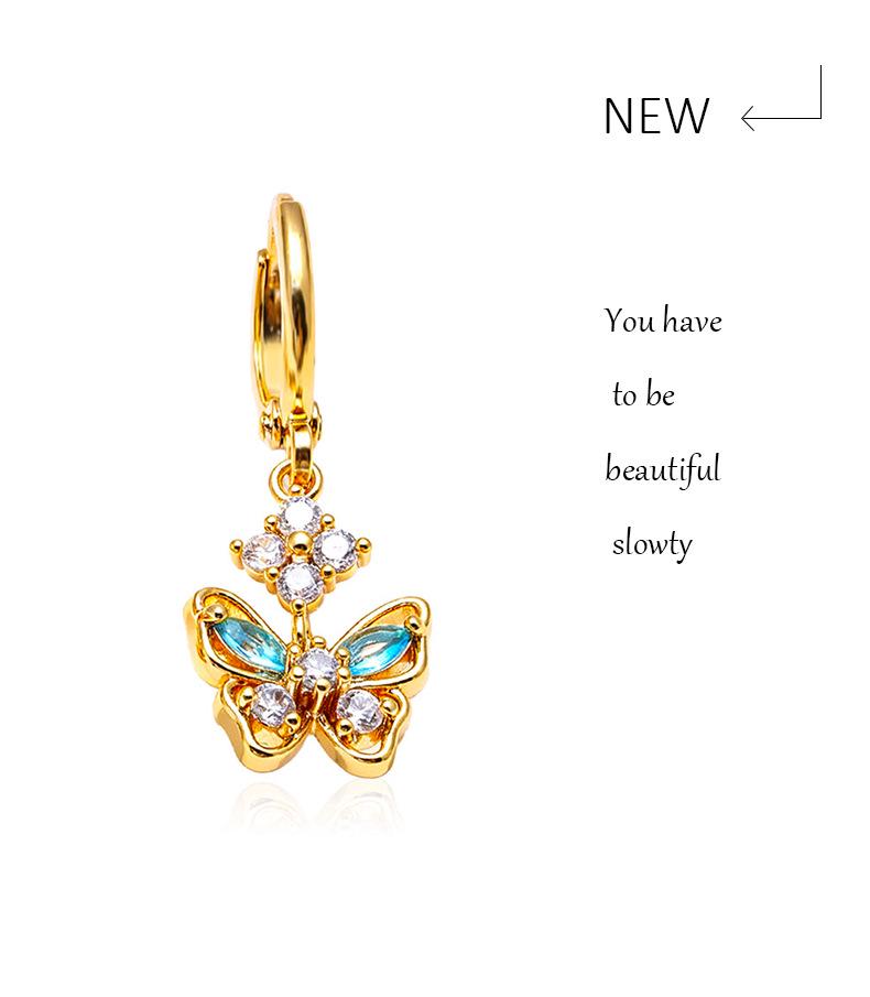 High-End Butterfly Bow Heart Gold-Plated Women's Earrings