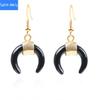 Národní větrná trubka zakřivený měsíc půlměsíc Půlměsíc přírodní křišťálové šperky imitace vinuté zlaté náušnice s rybičkou