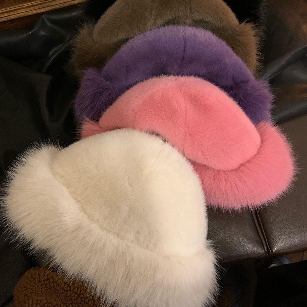 Autumn And Winter Fluffy Caps And Scarves Korean Style Plush Skiing Riding Warm Bucket Hat Snood Scarves Christmas Gift