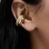 1 paire Boucles d'oreilles Manchette Épaisses Double Couche Forme C Zirconium CZ Délicat Acier Inoxydable Sans Trou Pince Cartilage Bijoux de Luxe