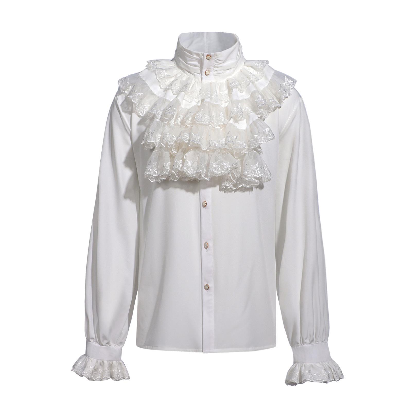 Men s 2025 Pleated Medieval Steampunk Victorian Shirt-Shirt X-Large