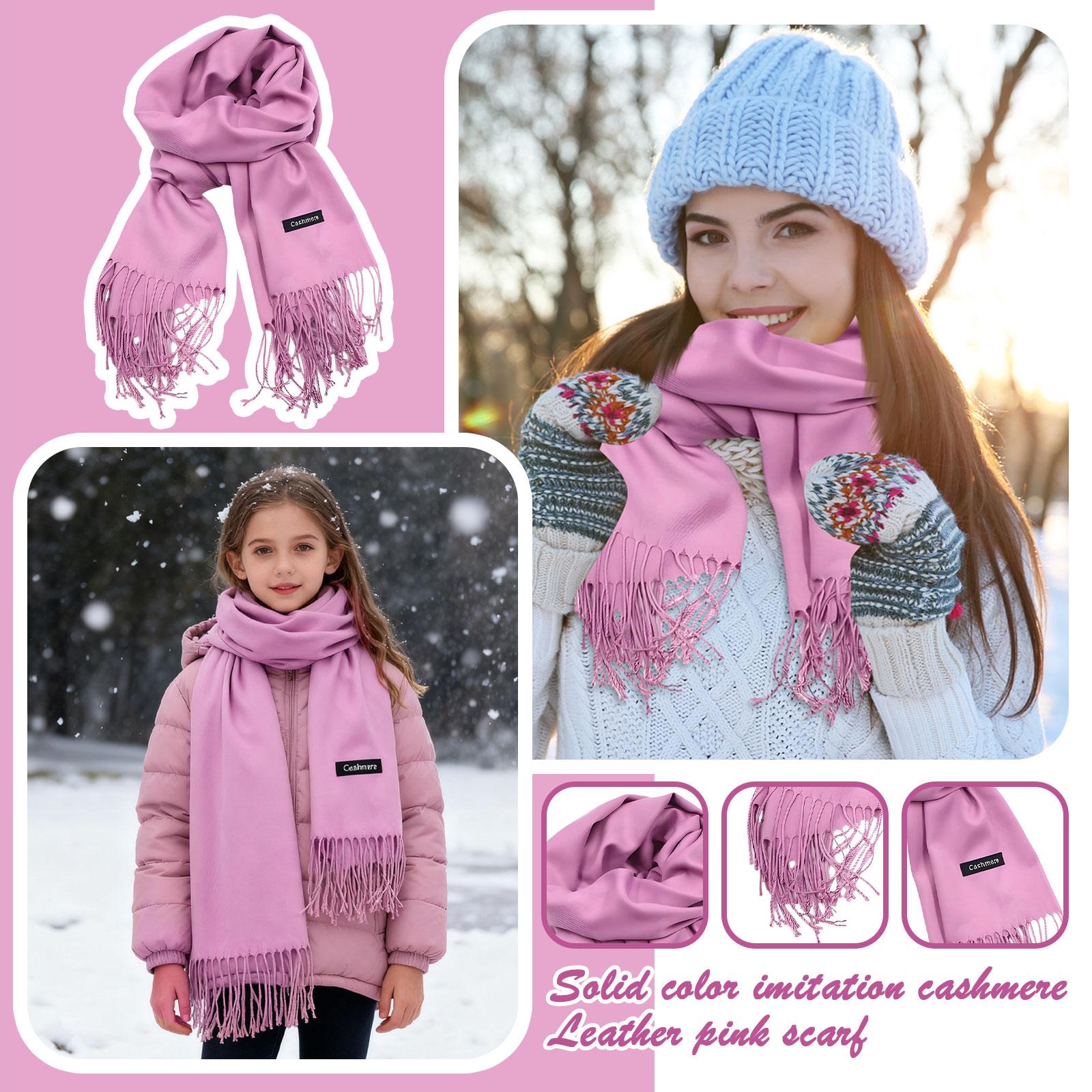 

European And American Imitation Cashmere Solid Color Leather Scarf And Winter One Size