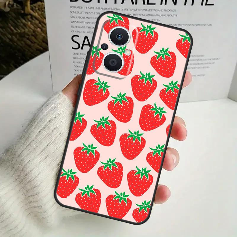 Cute Strawberry Case For OPPO Reno 12F 13F 14F 10 11 12 13 14 Pro 8T 7 8 Lite OPPO Find X6 X5 X8 X9 Pro Cover