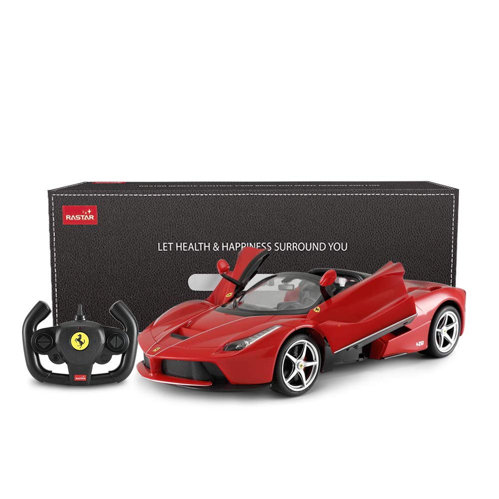RASTAR Ferrari RC Radio Control Car, Official Model, 1:14 Scale Ferrari LaFerrari Aperta RC Drift Car, Convertible, Openable Doors, Red