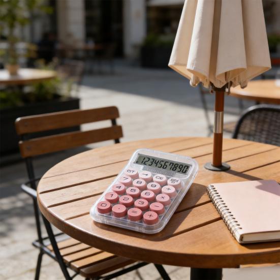 Round Mechanical Keyboard Calculator with Gradient Colors 10-Digit Large Display Cute Dopamine Style Desktop Tool for Students Office Novelty Gift