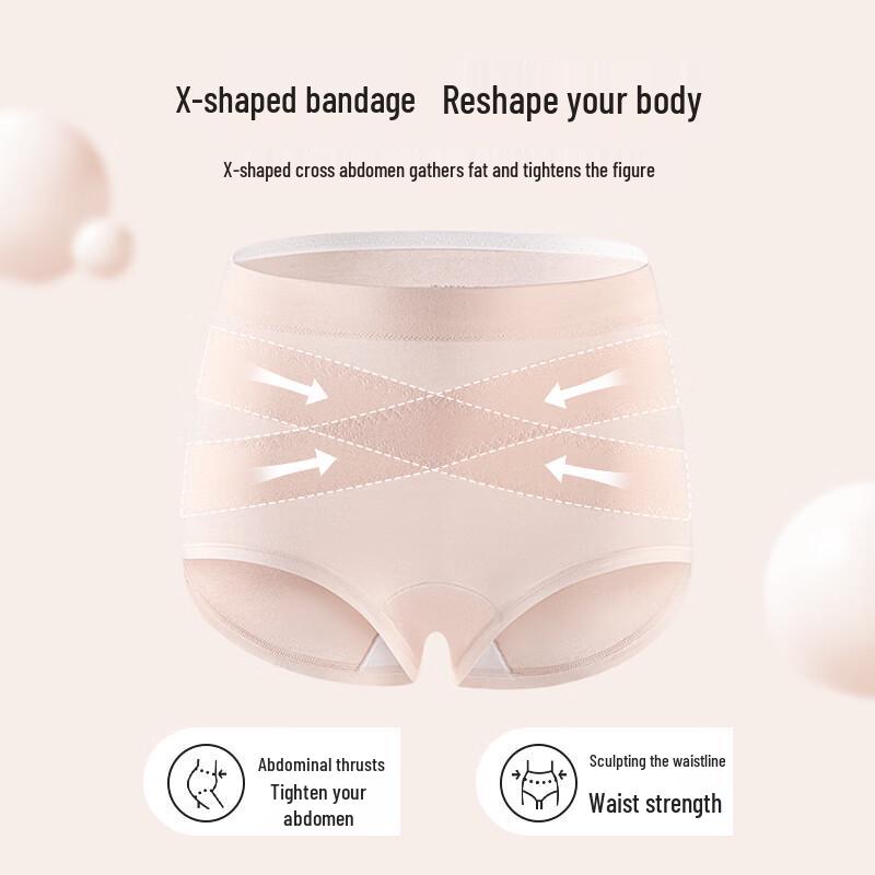 Oudifen Women's High-Waist Plus Size Cotton Shaping Briefs