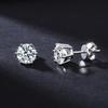 Classic Six-Prong Moissanite Stud Earrings in 925 Sterling Silver for Men and Women - High-End European and American Style