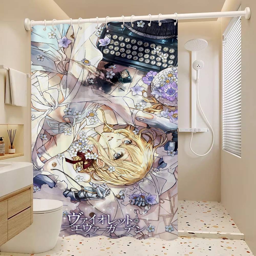 Anime Violet Evergarden Pattern Bathing Curtain Bathroom Shower Curtain Waterproof With 12 Hooks Home Deco