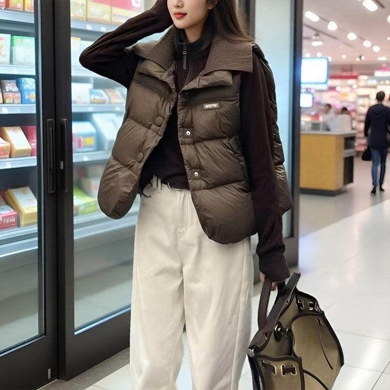 Gilet d'hiver surdimensionné pour femme, Veste sans manches en coton épais, Grande taille, Manteau chaud