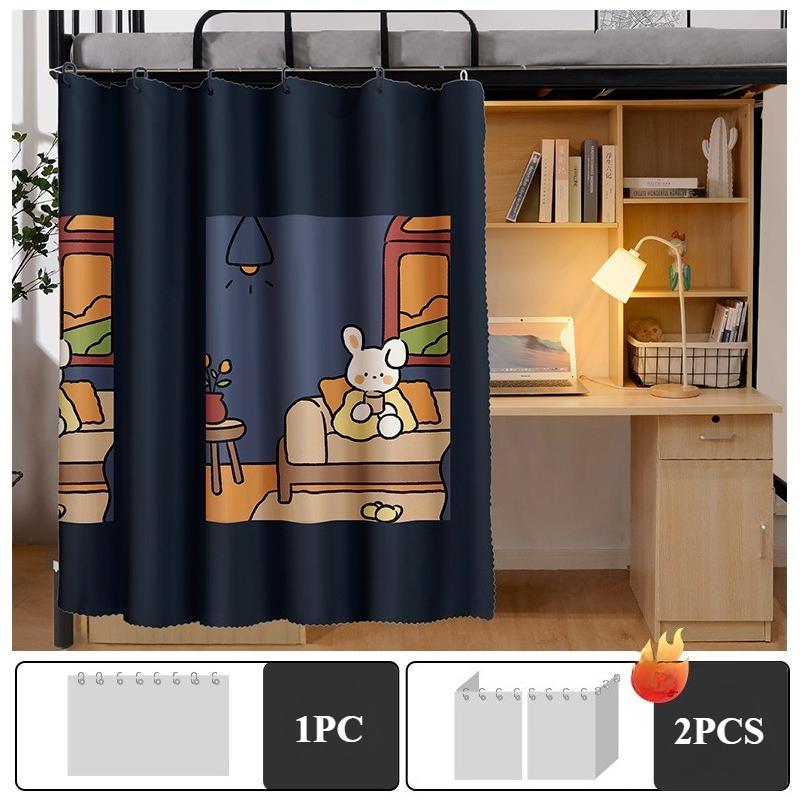 2025 Printed Student Dormitory Beds Curtains Canopy with Rope Clasp College Shade Cloth Mosquito Nets Dustproof 1.15/1.35m High