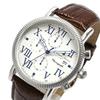 Salvatore Marra Men's Chronograph Watch with Leather Strap, Water Resistant to 5 ATM, White and Dark Brown, SM19109-SSWHDBR2
