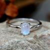 Classic 925 Sterling Silver Oval Moonstone Rings for Women Girls Luxury Four Claw Band Jewelry Lover Gift