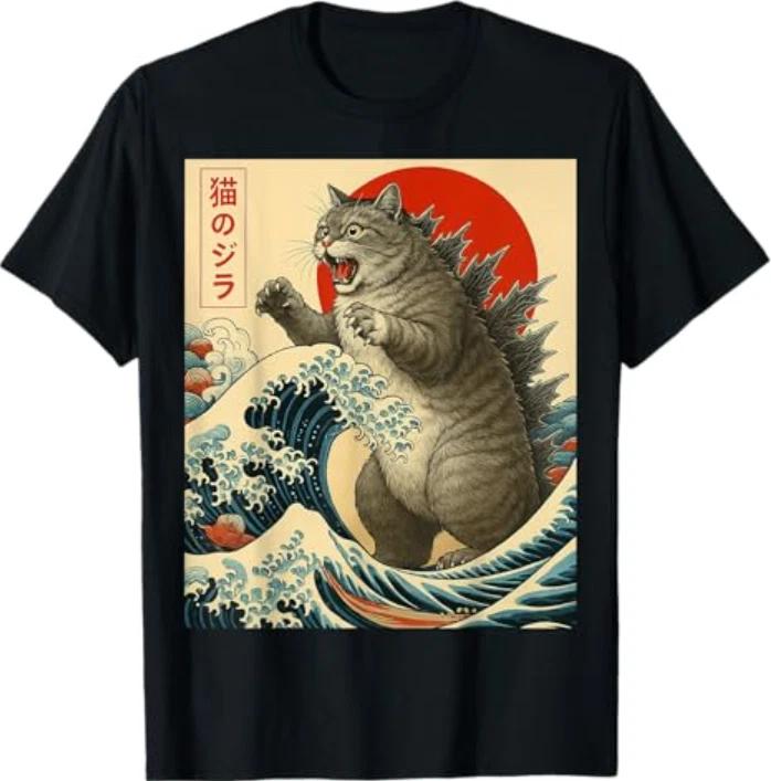 

Футболка с изображением кошки в японском стиле Catzilla Cat S