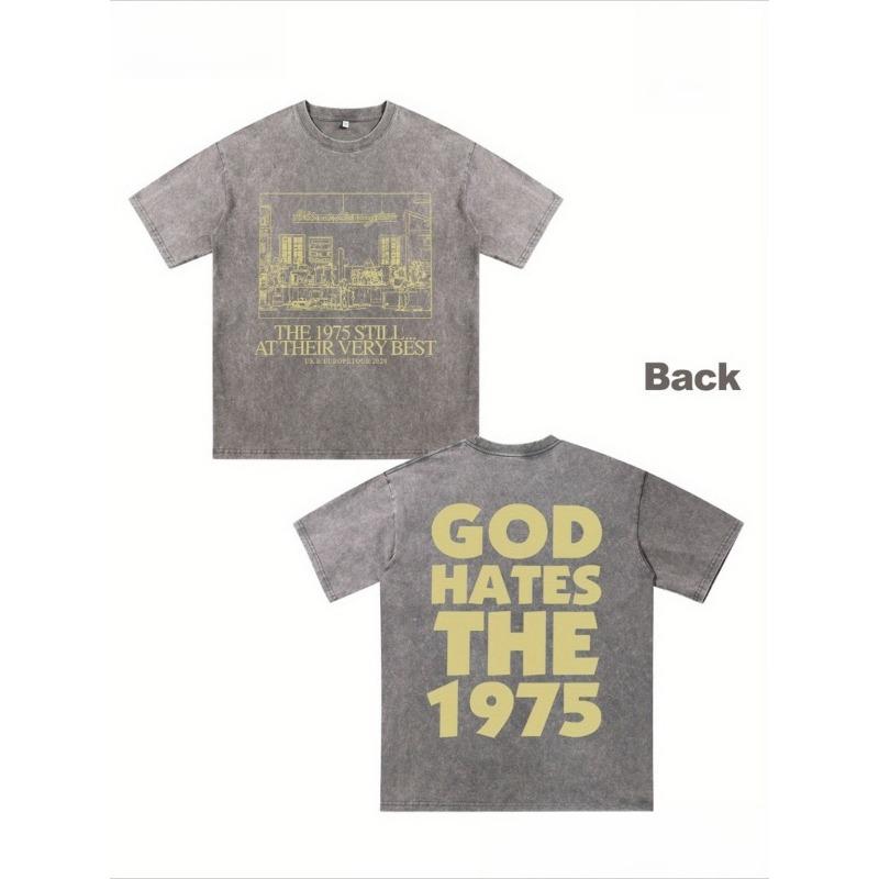 

European Size Y2K Retro Character Men S Distressed Tee Urban Style Playful Design God Dislikes The 1975 The 1975 at Their Peak Festivity Gift 5XL синій