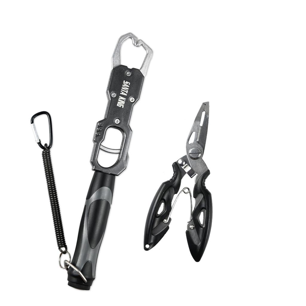 Fish Grip and Fishing Pliers Kit -Cutter Plier Scissor Fish Gripper Plier Set Nipper Pincer Snip Fishing Lure Lipgrip Accessory