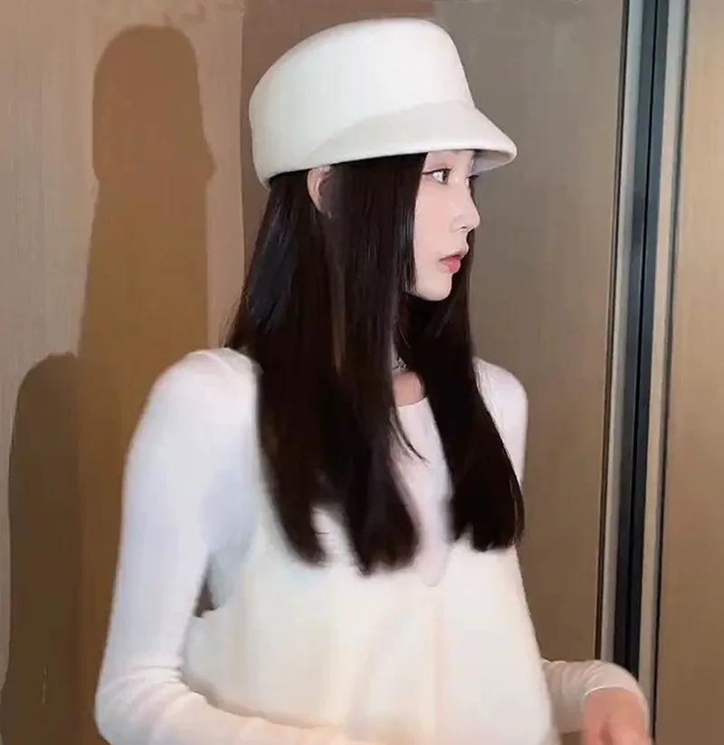 Autumn Winter French Retro Top Fedora Hat Foreign Short Brim Wool Beret Cap Retro Dome Woolen Equestrian Hat Hard Form