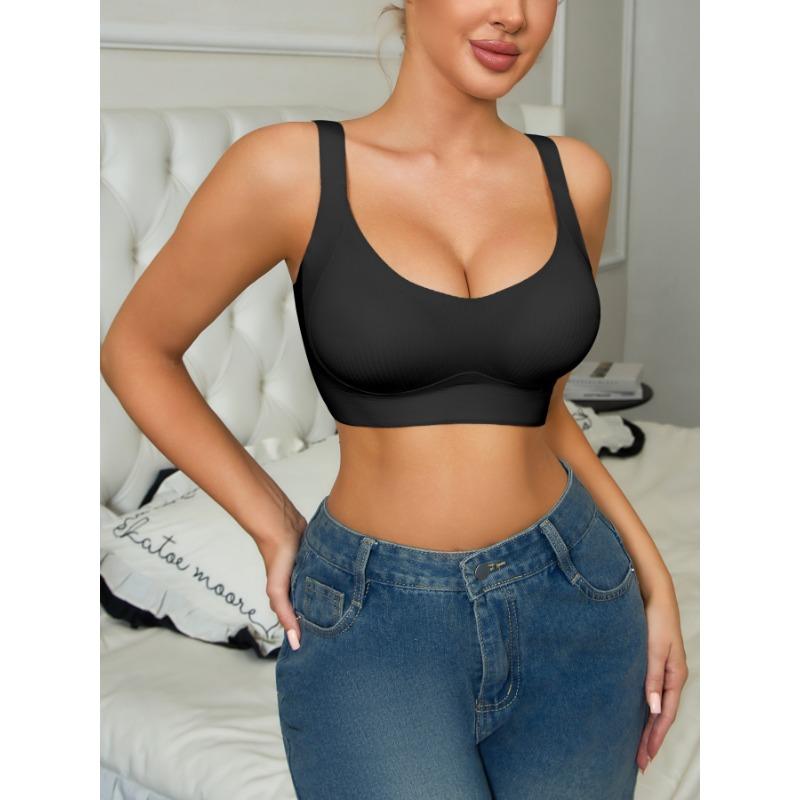 Ribbed Seamless Wireless Comfort Everyday Bra S чёрный