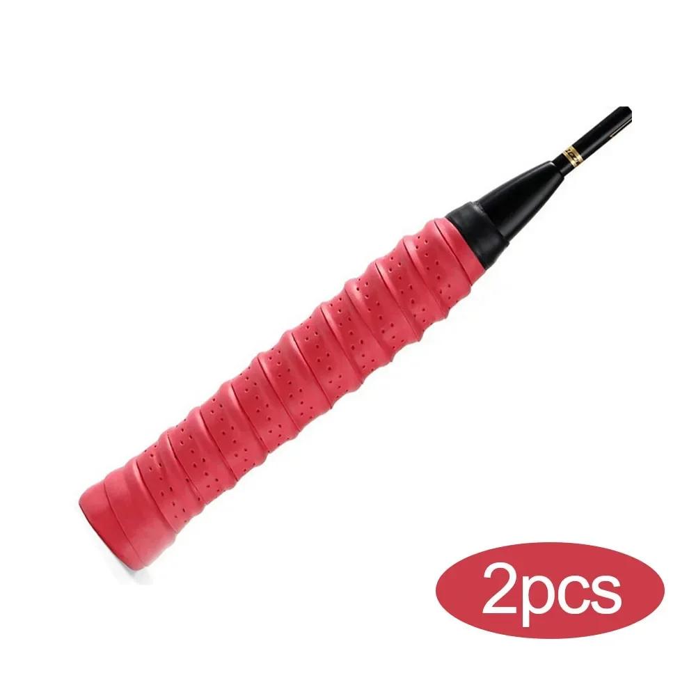 

2PCS Perforated Sports Sweatbands - Anti-Slip Grip Thick PU Wristbands for Badminton/Tennis/Fishing (Breathable)