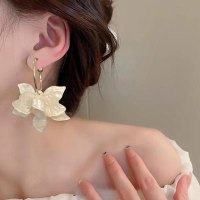 ZAKOL New Trendy White Green Brown Resin Flower Hoop Earrings For Women Fashion Zircon Statement Earings Wholesale
