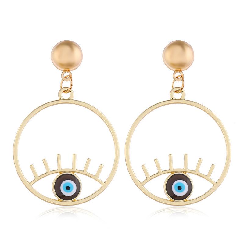 RUI RUI YU Cercei colorați personali Bid Eyes Cercei rotunzi de metal exagerați 1 pereche