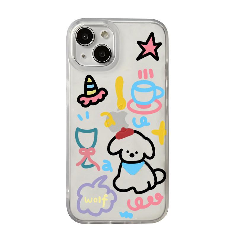Blue collar puppy for Apple 17/16/15 mobile phone case iPhone 14PRO soft 13/12/11 case