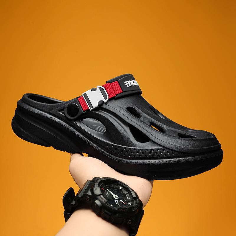 Hole shoes men's garden shoes summer driving dual-purpose casual breathable sandals bag head slippers soft-soled beach sandals