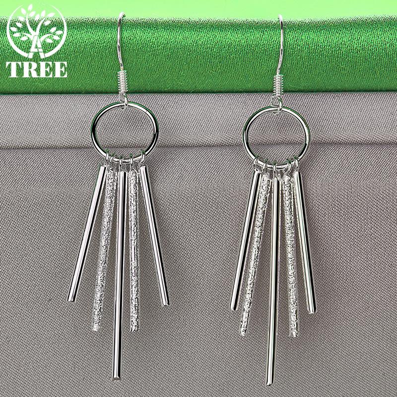 Gorgeous Jewelry 925 Sterling Silver Round Long Drop Earrings For Lady Charm Wedding Party Gifts Retro Earring Accessories